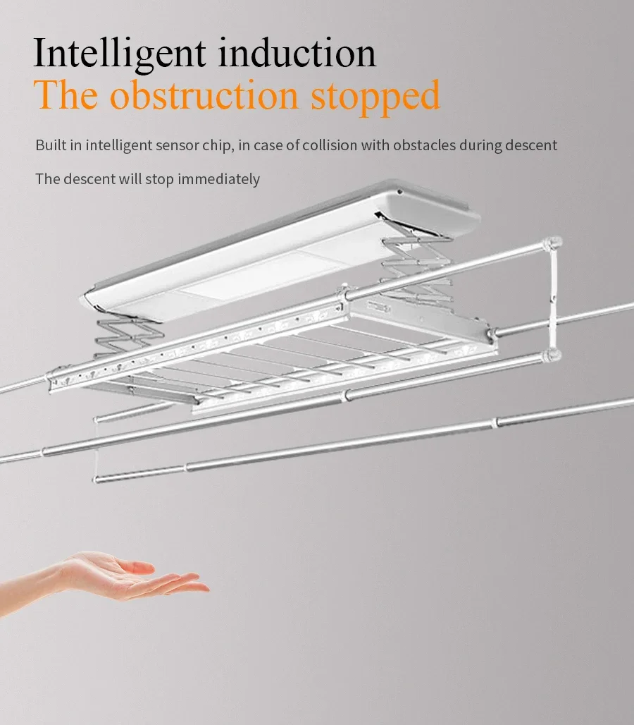 Intelligent Automatic Remote Control Support Space Saving Cloth Hanger Ceiling Mounted Aluminum Clothes Drying Rack