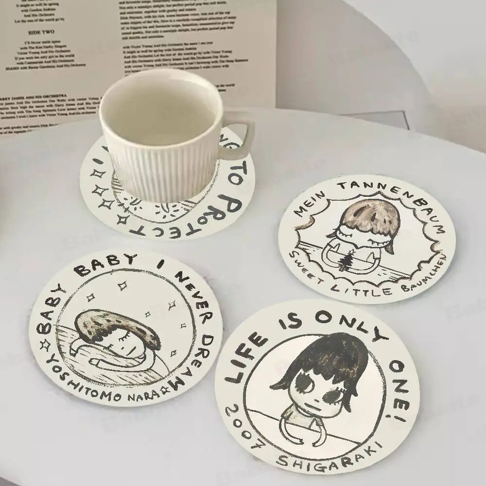 Yoshitomo Nara Coaster Wooden Drink Tray Suitable for Restaurants and Coffee Shops Easy To Wash and Clean