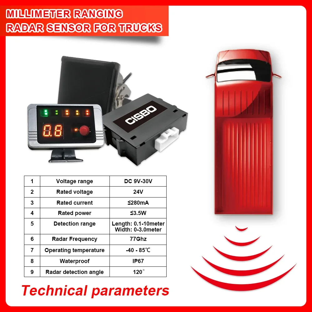 Dual Way Car Reversing Aid Radar With Led Display Truck Assistant Park Radar Proximity Warning System For Truck