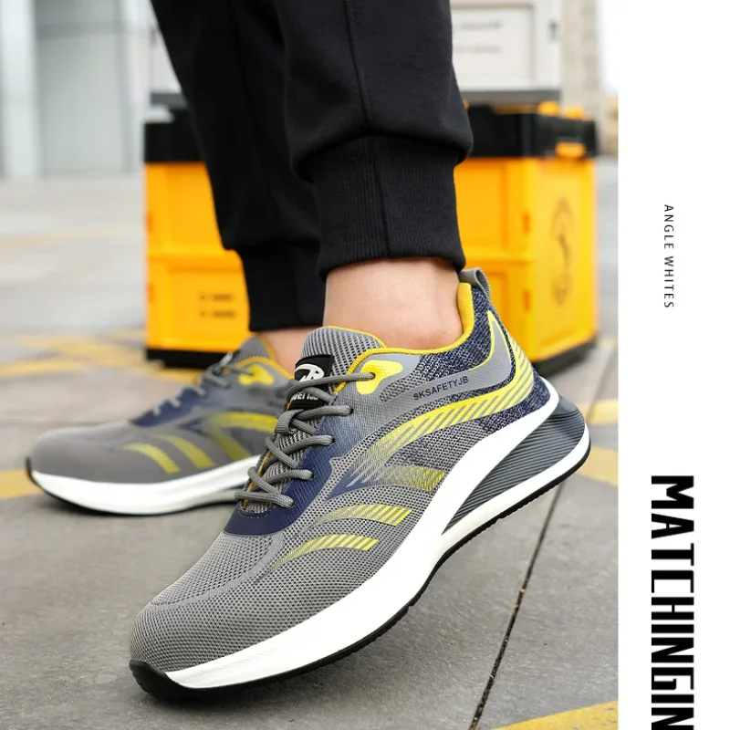 Men Women Breathable Lightweight Safety Shoes Steel Toe Work Shoes Indestructible Safety Boots Protective Work Sneakers