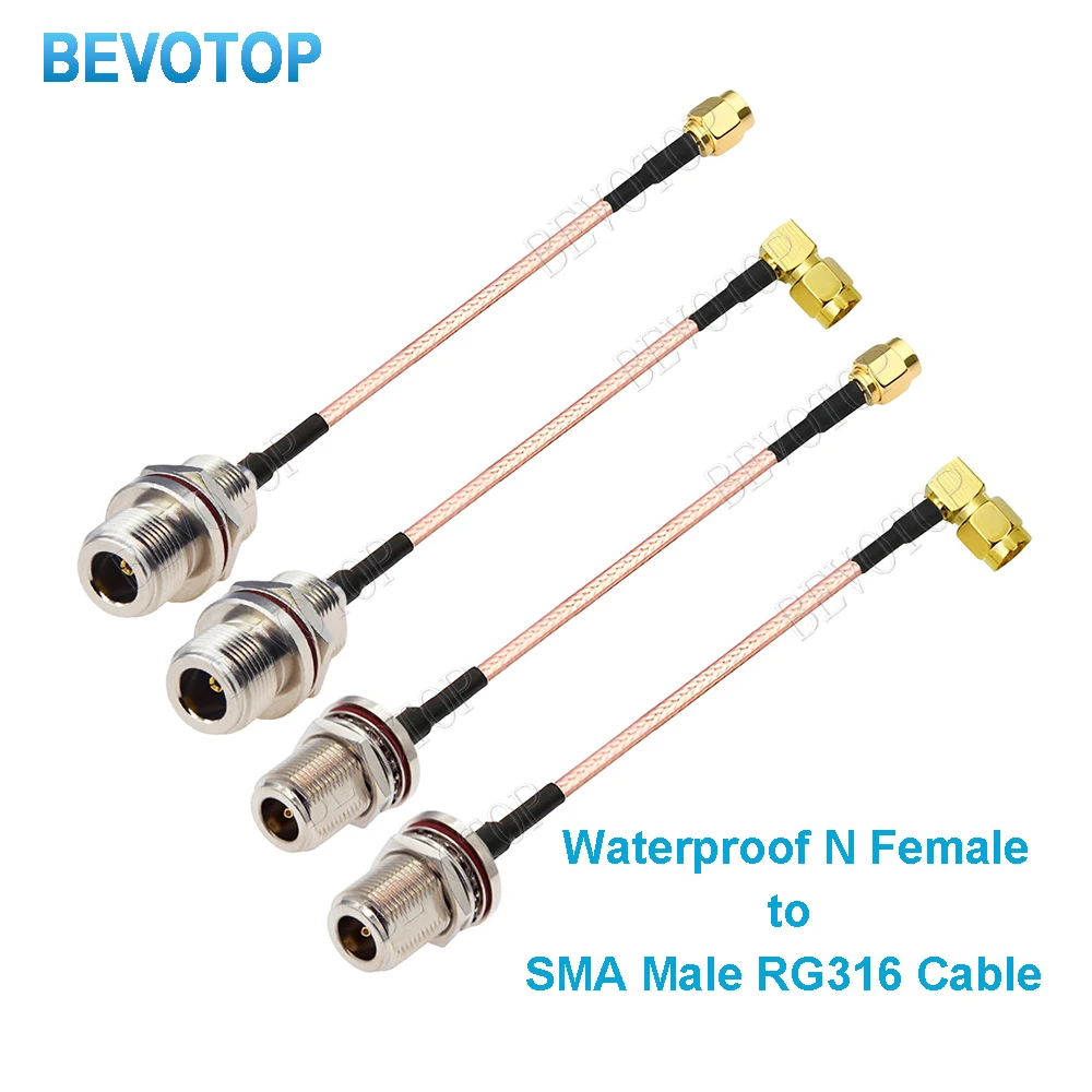 1PCS RG316 RF Coaxial Cable Adapter N Female Bulkhead to SMA Male Plug Connector with RG316 Pigtail Jumper Cable