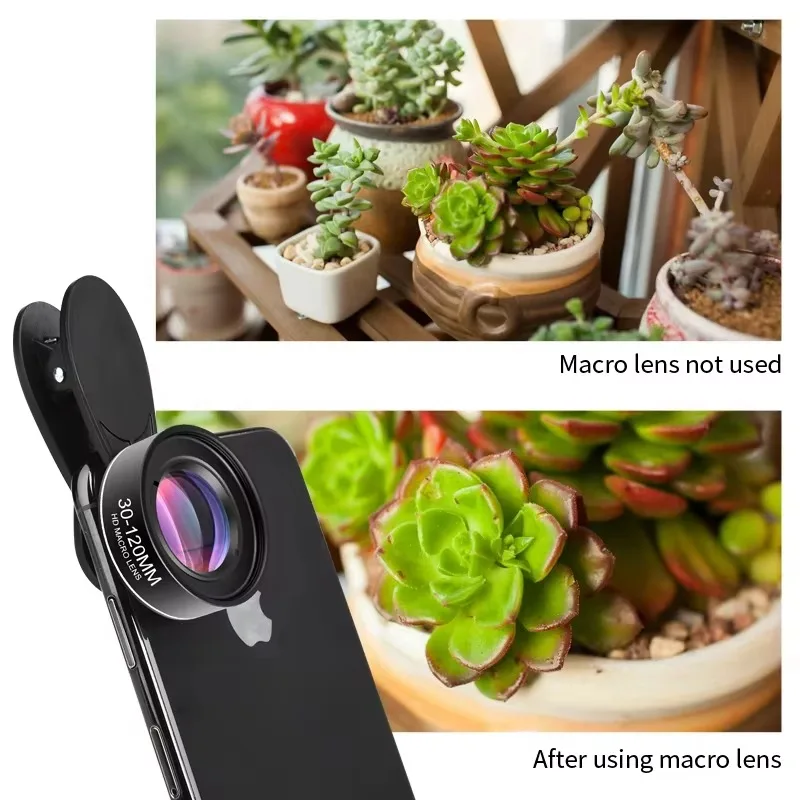 Universal Clip‑On Phone Macro Lens 30‑120mm Telephoto Bracket  Android Close‑Up Photography Accessory