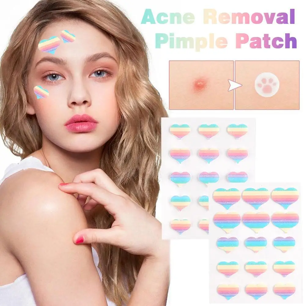 15pcs Rainbow Colorful Love Invisible Waterproof Acne Spot Pimple Removal Concealer Face Beauty Care Stickers