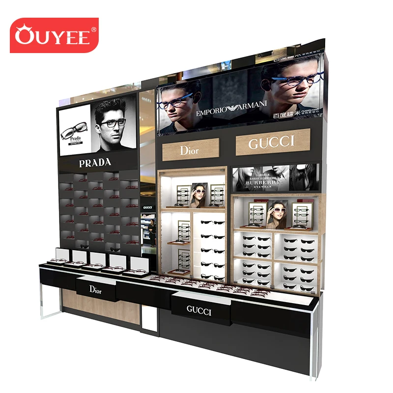 Customized-Morden Design Eyeglass Kiosk Furniture Glasses Display Shelf Optical Shop Counter Design Eyeglass Display Cabinet