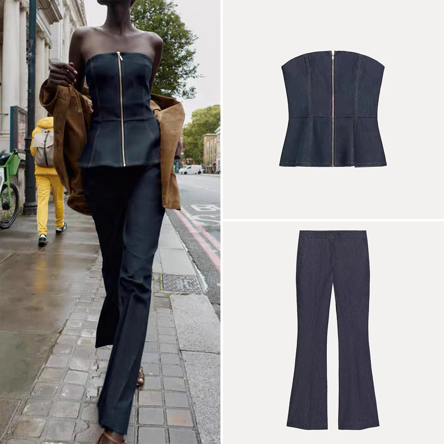 

Z Women's Faion Set Casual Long Pants And Brtte Sle Top New 2025 mid Waist Four Seasons Adult Clothing