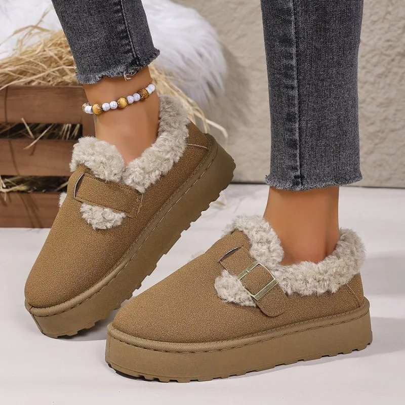 Winter Women Boots Plush Fashion Retro Cotton Shoes Women Flat Sole Platform Slippers Women Trend Luxury Comfortable Ankle Boots