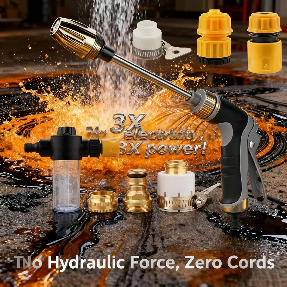 غسالة الضغط العالي واتربليتز، 360 °   فوهة خرطوم دوارة مع 3 أوضاع للرش - مثالية لتنظيف السيارة والفناء والممر (تشمل