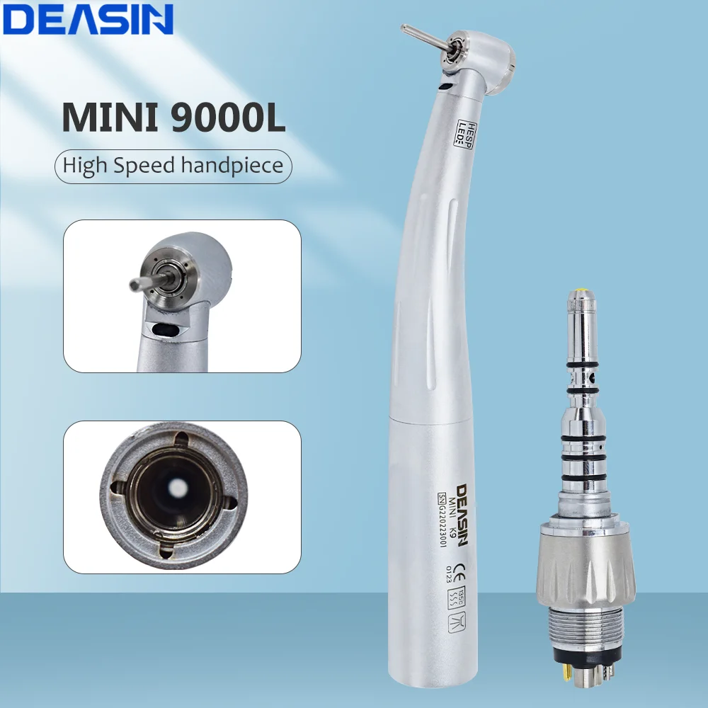 Dental Fiber Optic LED Mini Head 9000L Lights Short Shank Burs High Speed Handpiece for kids children 4 Sprays Dentist Equipment