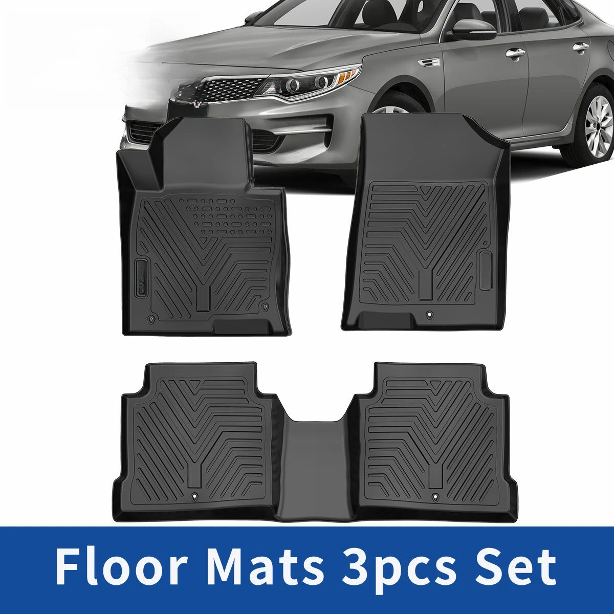 

3Pcs Floor Mats Set For 2016-2020 Kia Optima 2015-2019 Hyundai Sonata TPE Liner
