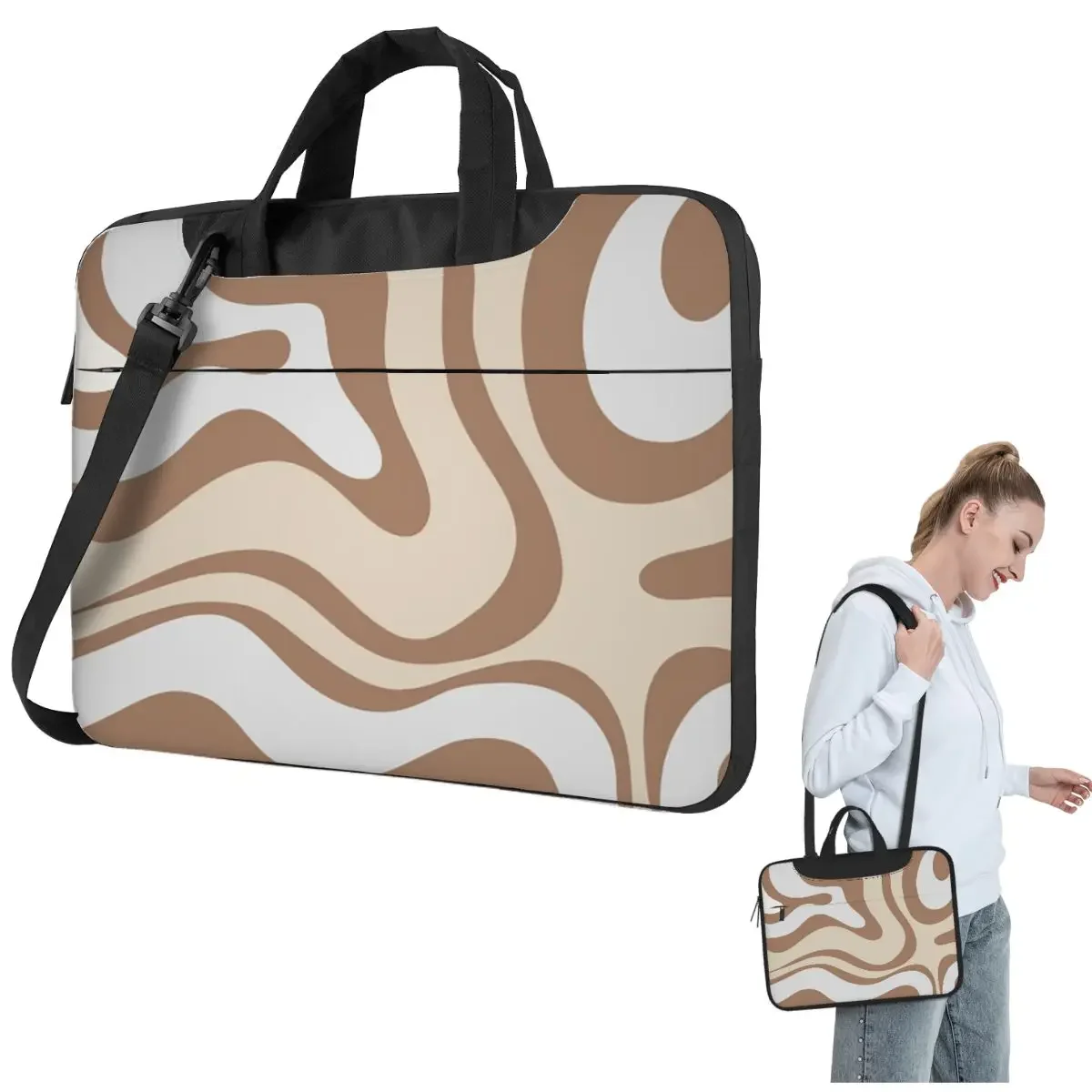 Modern Liquid Swirl Abstract Pattern Square Crossbody Laptop Bag Case Computer Bag 13 14 15.6 Inch Notebook Pouch for Macbook