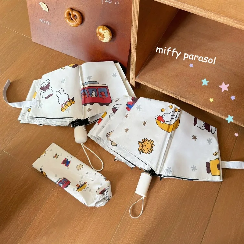 

New Kawaii Miffy Folding Fully Automatic Rain and Sun Umbrella Sun Umbrella UV Resistant Gift for Girls