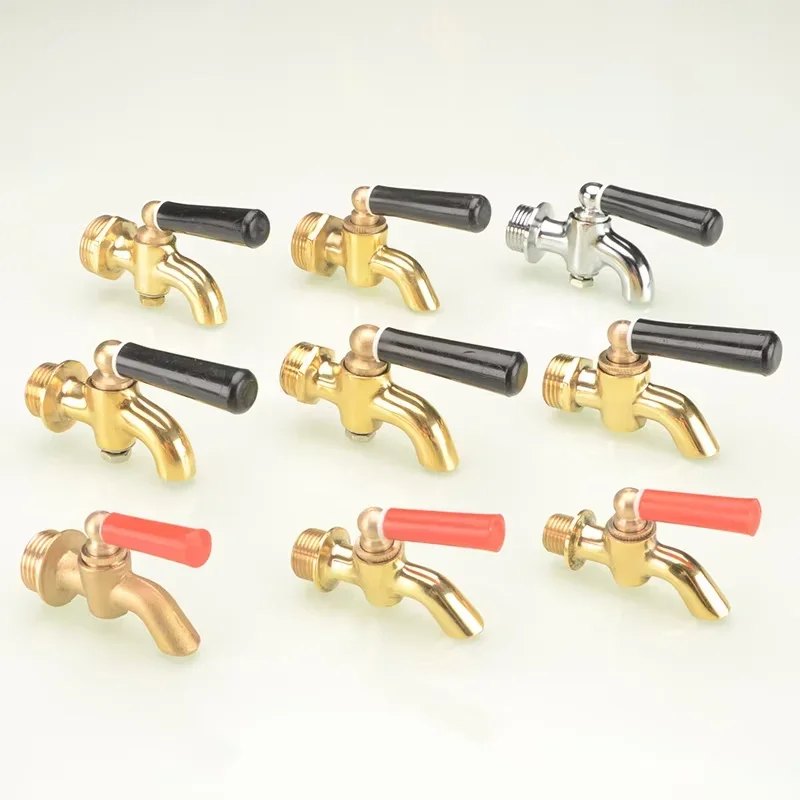 1pc Bibcock 3/4 "1/4" 3/8 "1/2" BSP 남성 황동 수도꼭지 페콕 탭 0-80 Celius 차 용광로 물 보일러 절연 배럴 탭