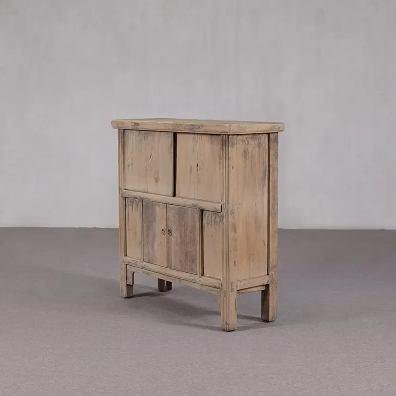 Wabi Sabi Solid Wood Cabinet Eco Friendly Hidden Storage Unit Classic Living Room Decor Furniture Minimalist Design Home