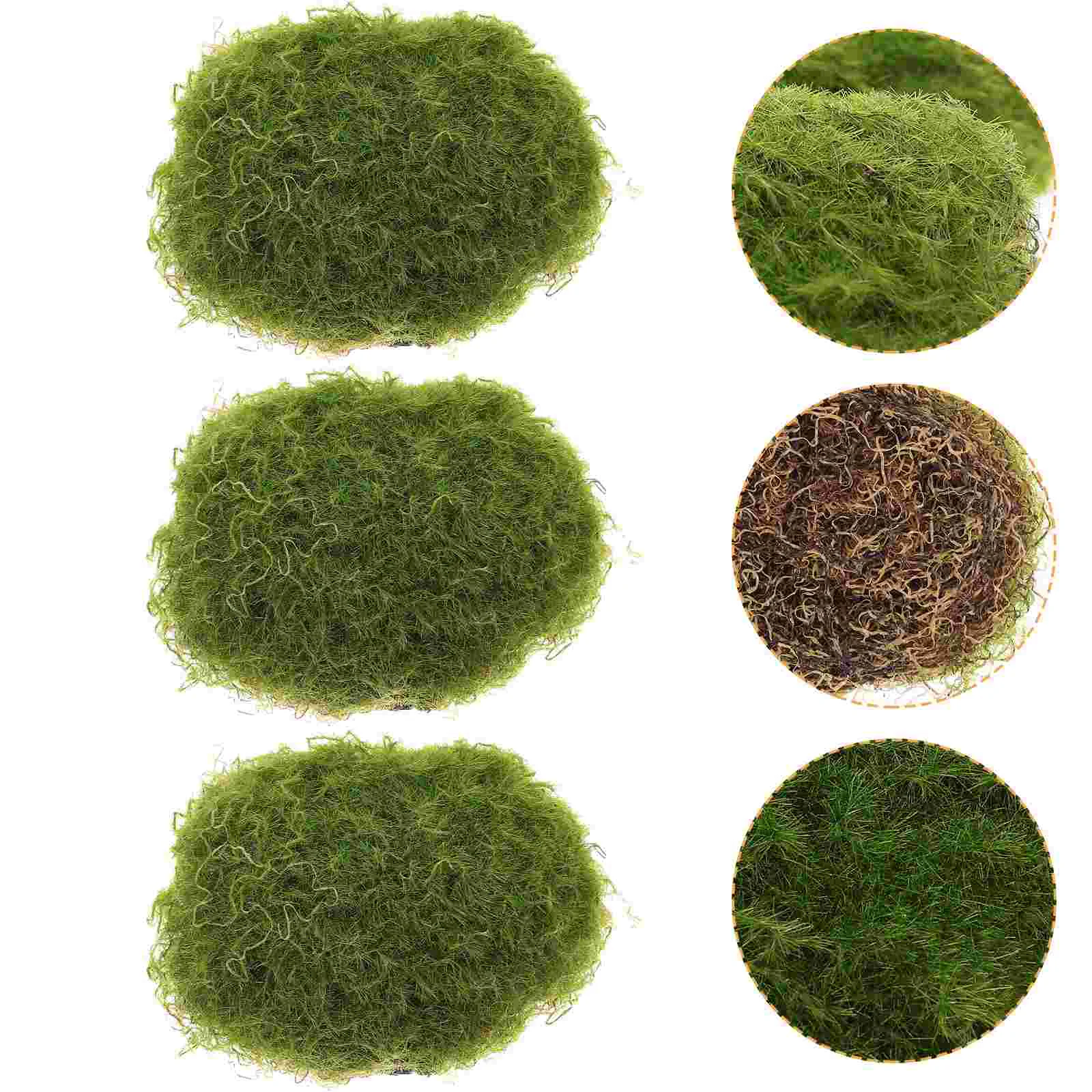 6 Pcs Moss Ball Imitated Stone Lawn Green Micro Landscape Decor Plant