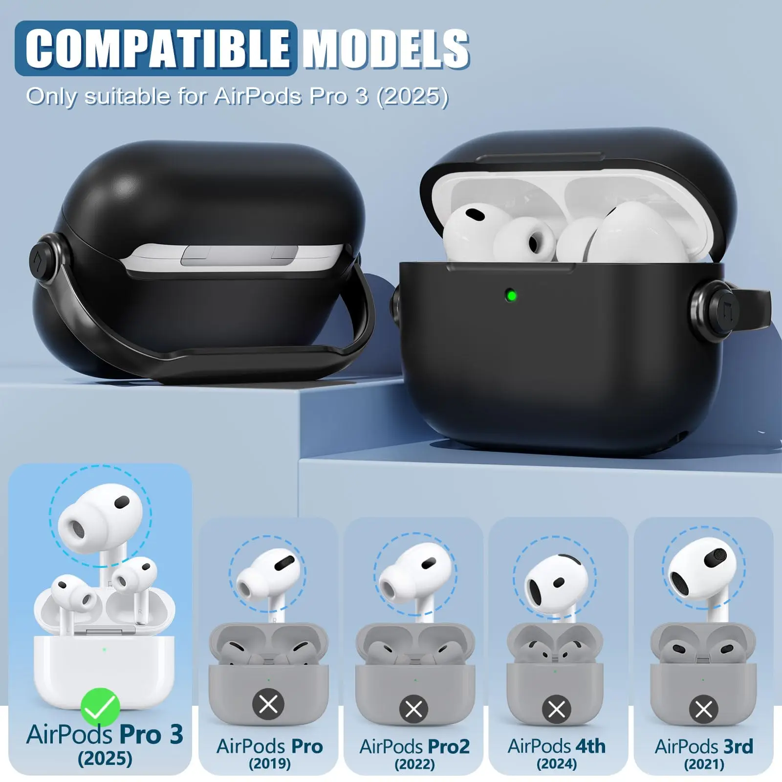 2025 For AirPods Pro 3 Cases simple Phone Stand Music headphone case Wireless Bluetooth Case For Air Pods Pro 3 lanyard Keychain - Image 3
