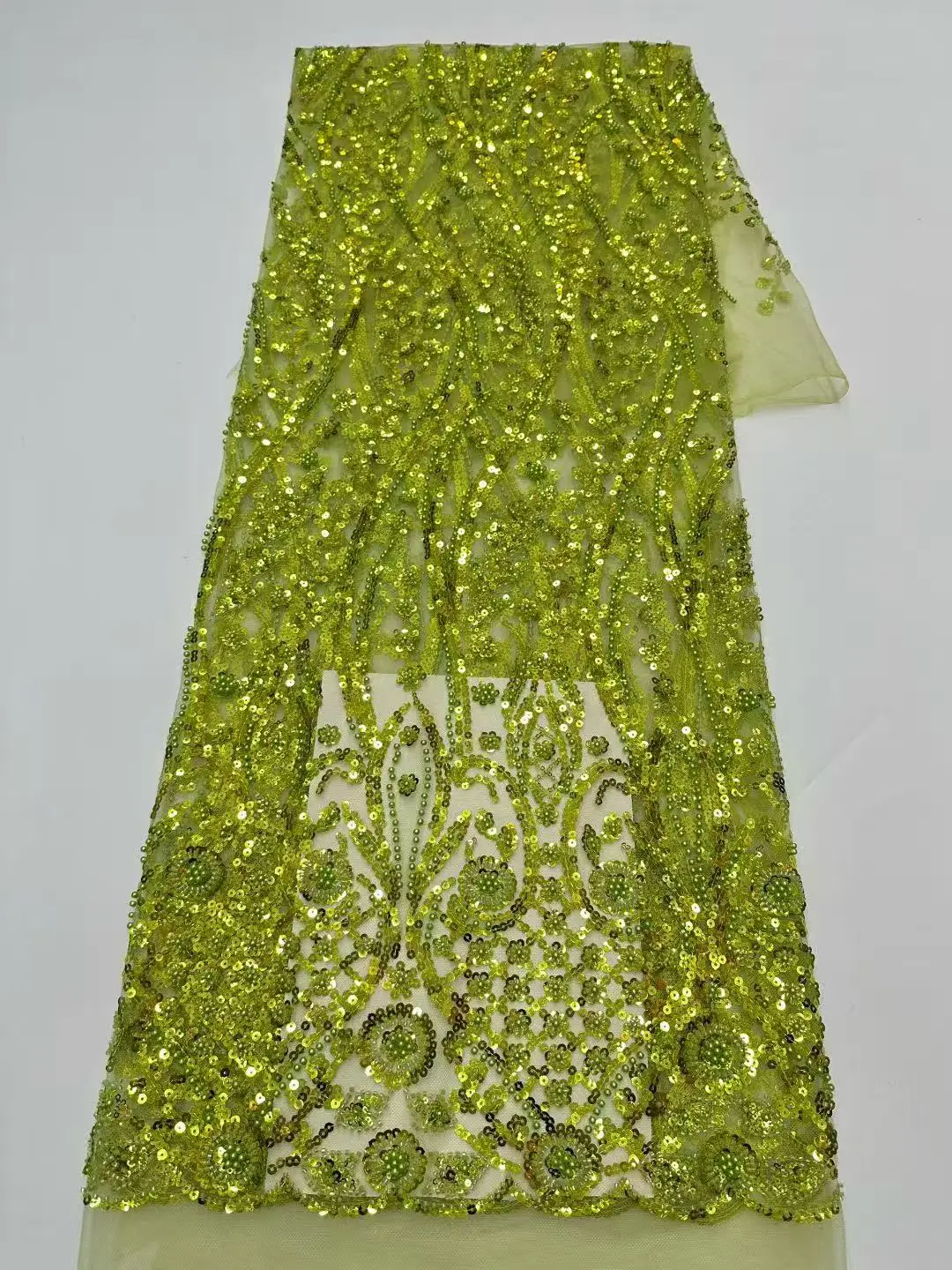 Luxuriöse afrikanische Stoffe, französischer Tüll, nigerianische Spitzenstoffe, hochwertige Pailletten-Stickerei, Perlen für Hochzeitskleid, Stoff, 5 Yards