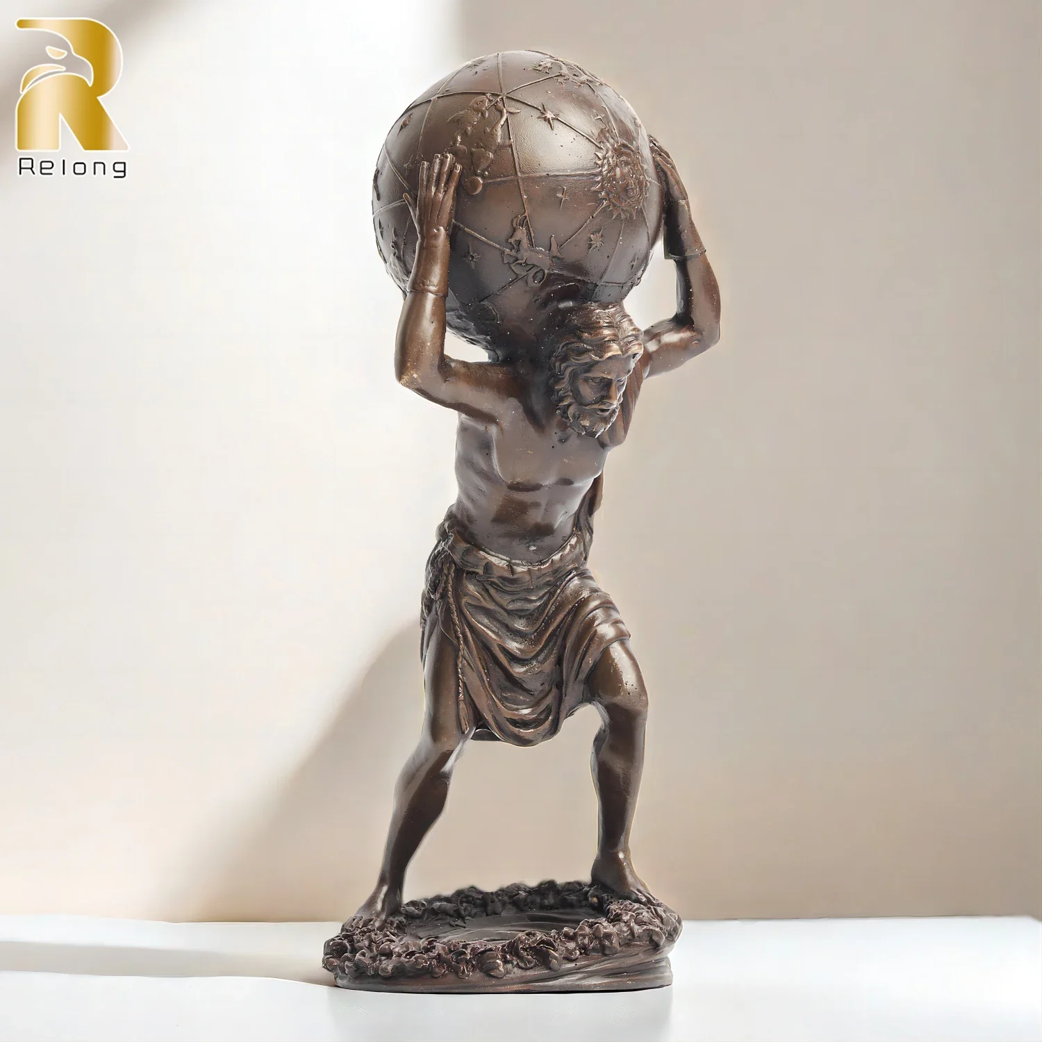 28cm Bronze Atlas Carrying Globe Statue Greek Myth God Atlas Carrying The World Bronze Sculpture For Home Indoor Decor Crafts