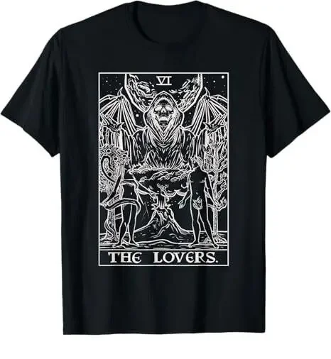 The Lovers Tarot Card Halloween Grim Reaper Gothic Horror T-Shirt