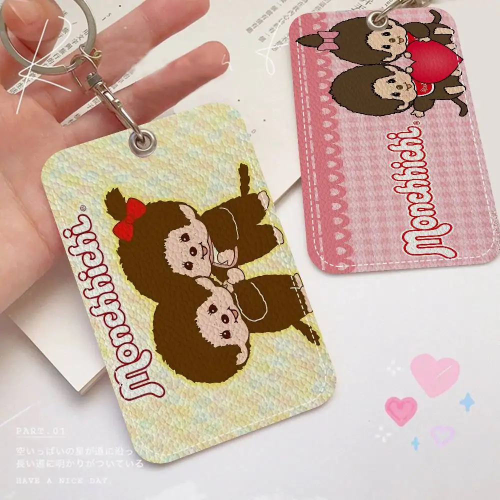 Cartoon M-Monchhichi Keychain Card Holders Keyring Bank Bus ID Credit Cards Key Ring Chains