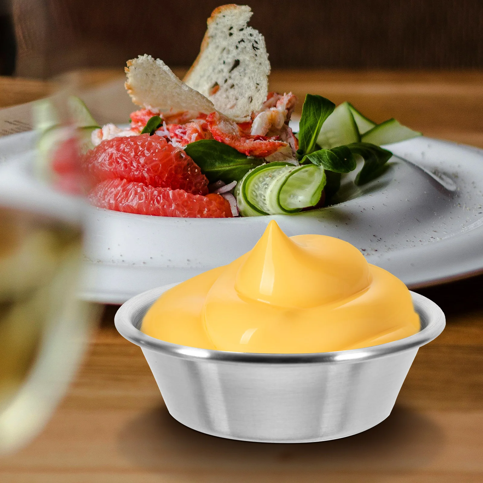 2 Stück Edelstahl-SchaucerDippingBowls MiniSeasoningContainer DressingCups EssigStorageBoxes SoySauceContainers