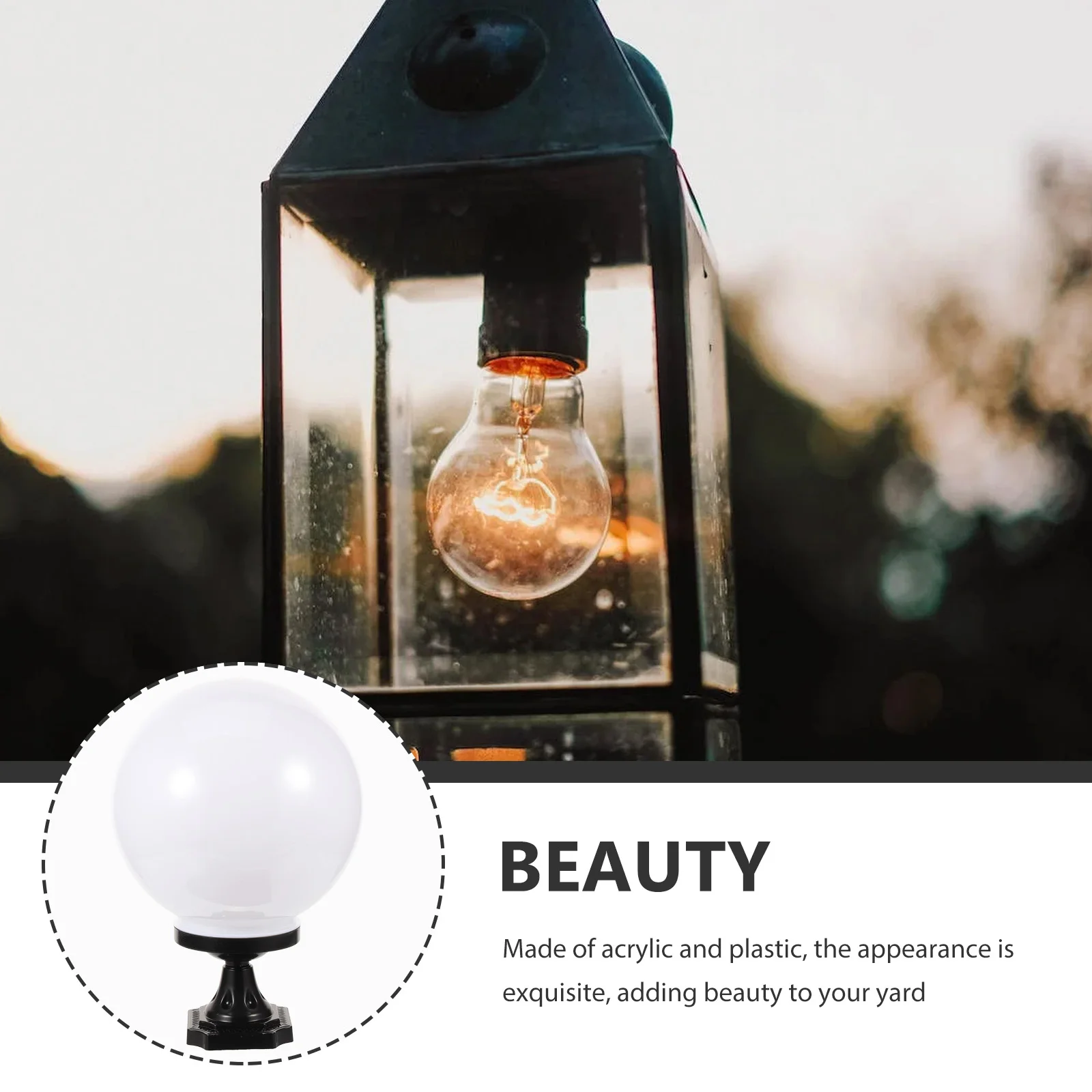 

Fence Decorative Lamps 25CM Acrylic Globe Light Cover Porch Fixture Decking Post Solar Lamp Garden Yard Street Base Design