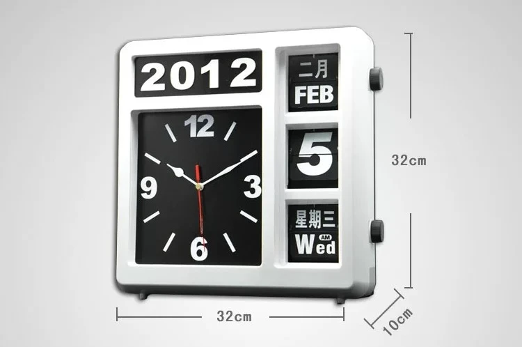 Calendar clock creative living room clock simple retro silent clock mechanical wall clock