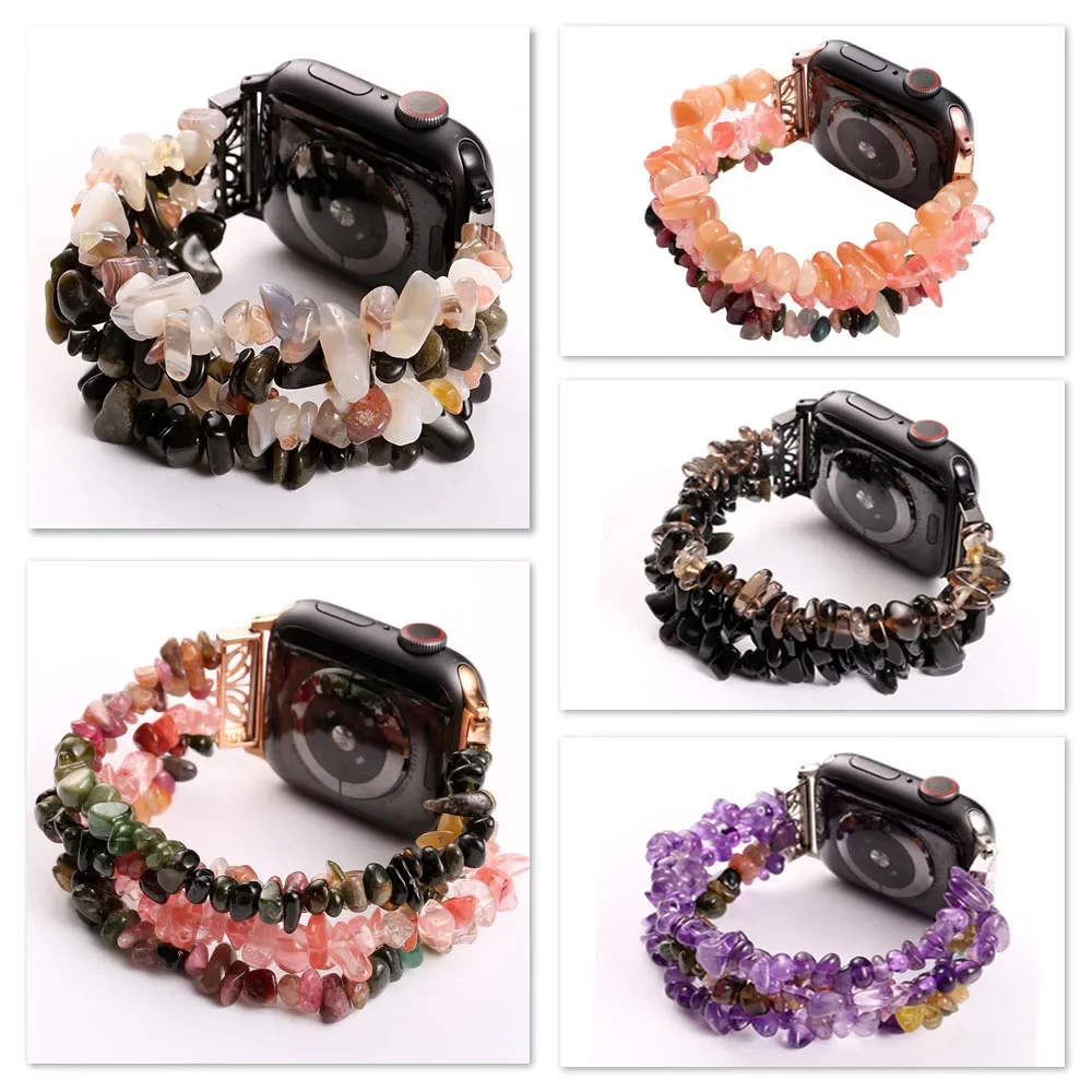 Rough Stone Strap for Apple Watch 10 9 8 7 41mm 45mm 46mm Handmade Crystal Creative Bracelet IWatch 6 5 4 3 SE/2 44mm 40mm 42mm