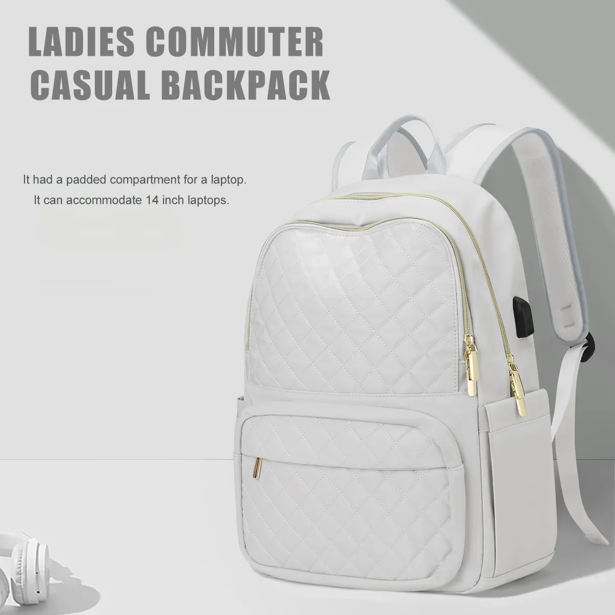 

Large capacity diamond grid backpack for female college students, backpack for leisure travel, fashion, luxury, and simplicity