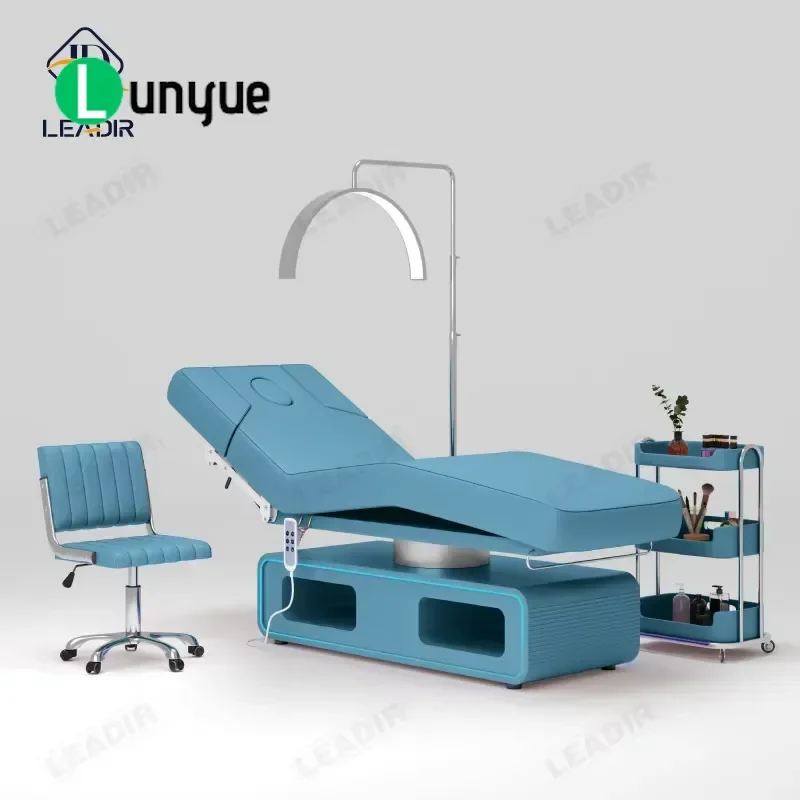 Electric Curved Beauty Bed for Facial Massage Therapy Spa Lounge Chair with Eyelash Extension Comfortable Design