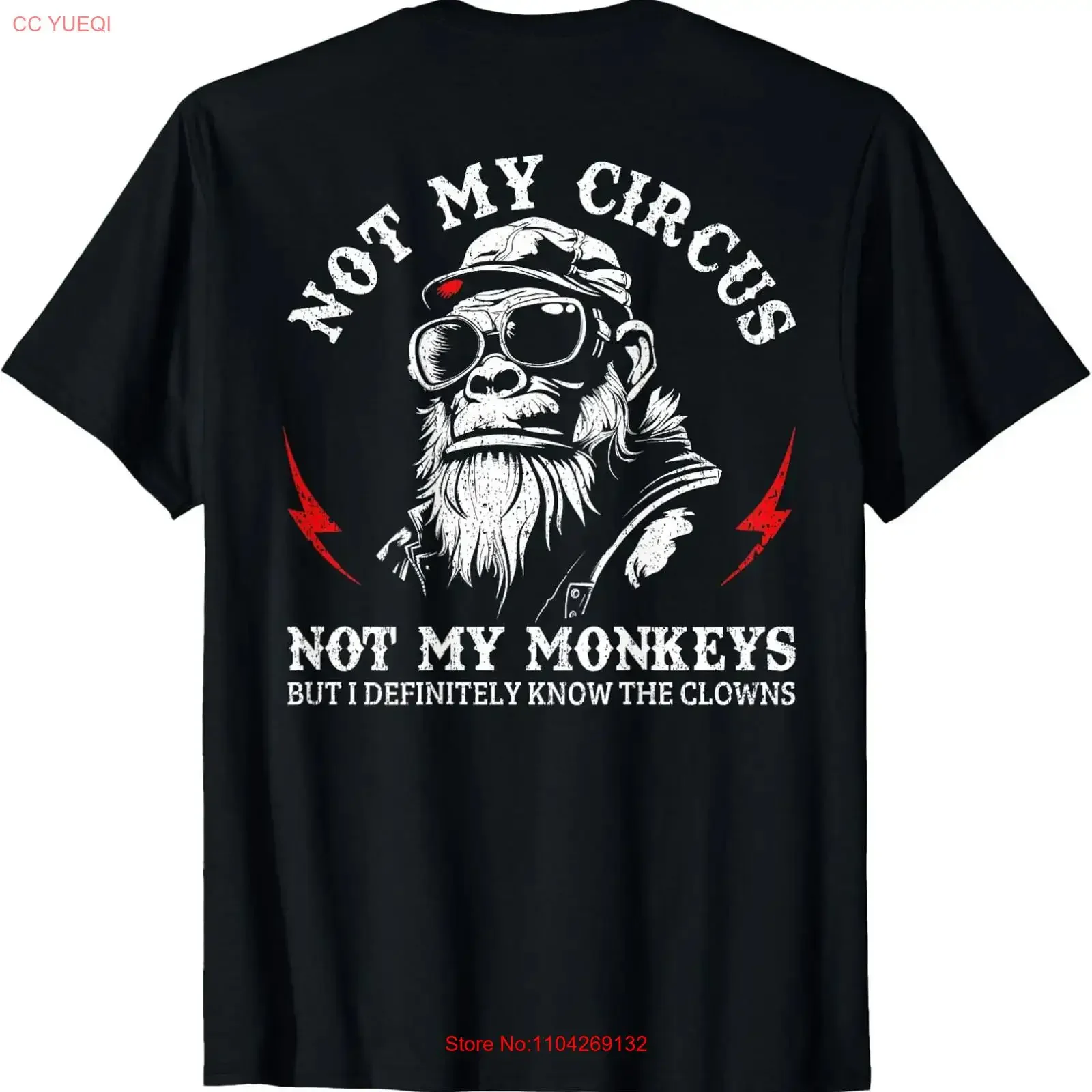 Not My Circus Monkeys Funny Gorilla Saying T Shirt On Back vintage Washed Stylish Top For Everyday Wear Versatile Soft