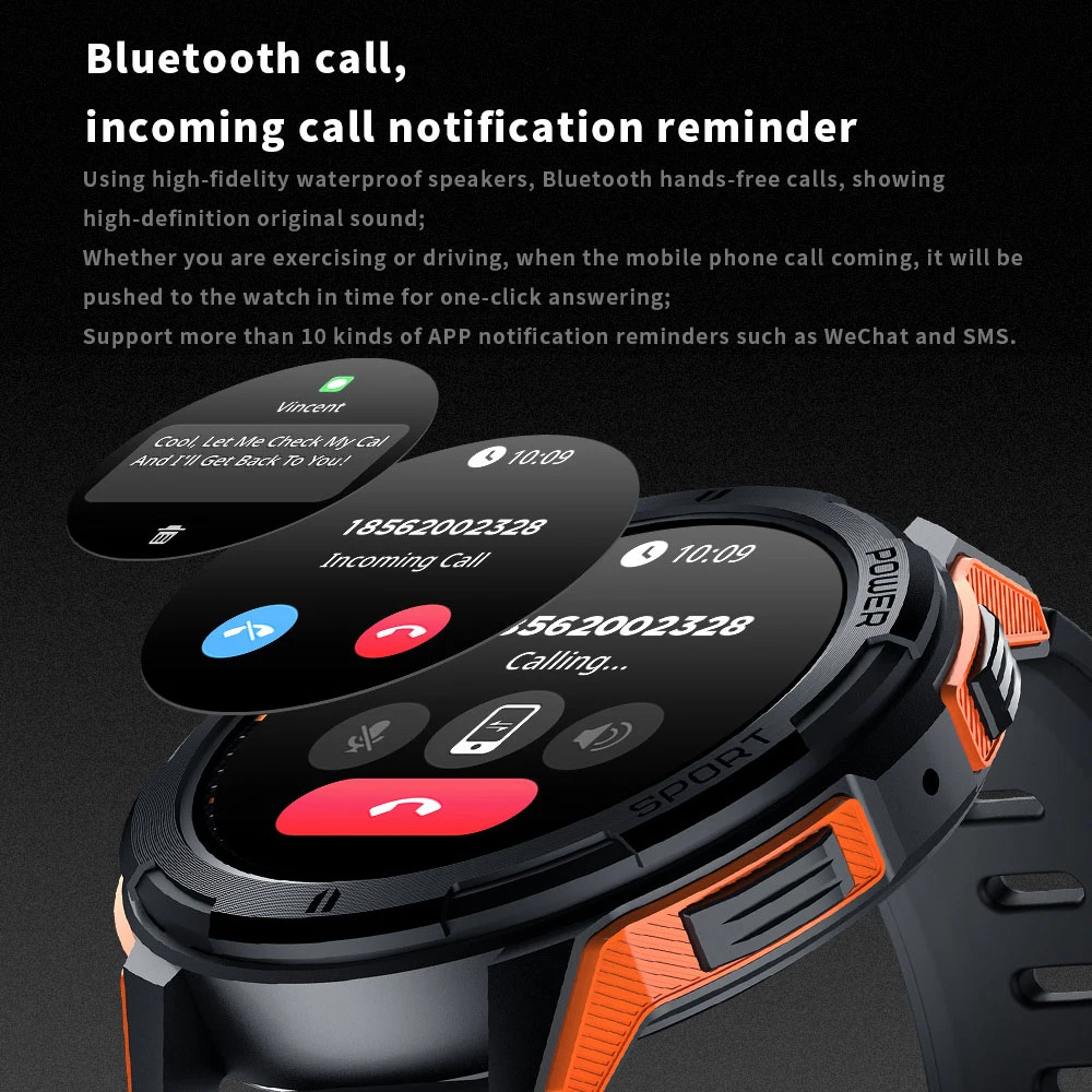 GFORDT Amoled Smart Watch Men Smartwatch 2023 1ATM Waterproof Bluetooth Call 1.43 Inch 466*466px Screen 100+Sport Smartwatch Men