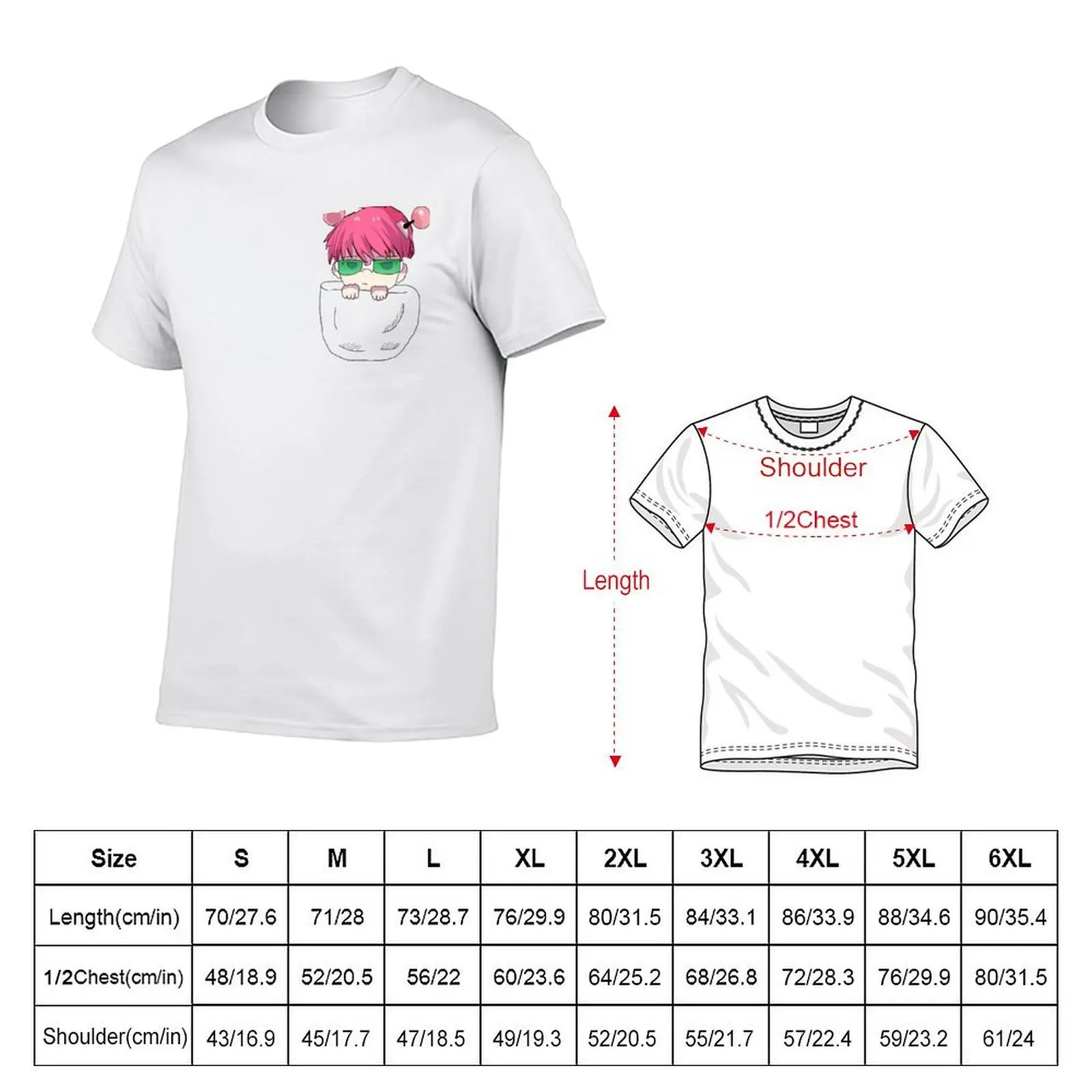 pocket saiki kusuo T-Shirt vintage graphic tee funny shirt cotton t shirts for men cotton