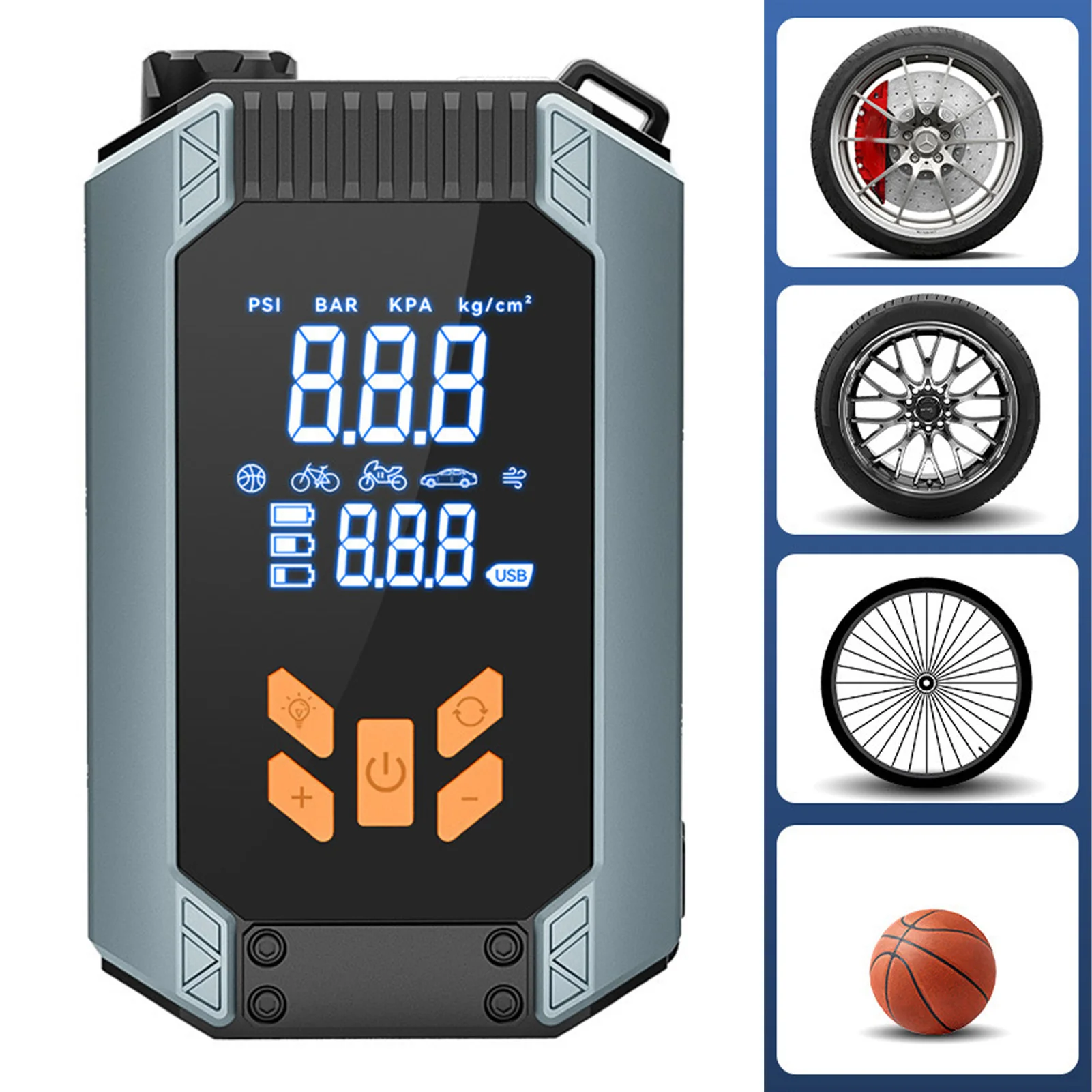 

Автомобильный насос для шин, многофункциональный 6000 мАч, беспроводной насос для накачивания шин с манометром, светодиодный светильник для надувного мотоцикла, велосипеда