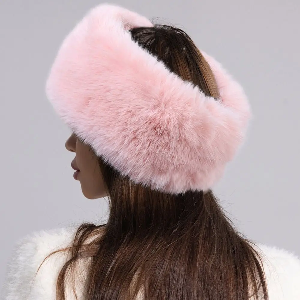 Imitation Fur Imitation Mink Fur Hat Ear Flaps Solid Color Artificial Fur Hat Rabbit Fur Wide Edge Ear Protection Hat Cycling
