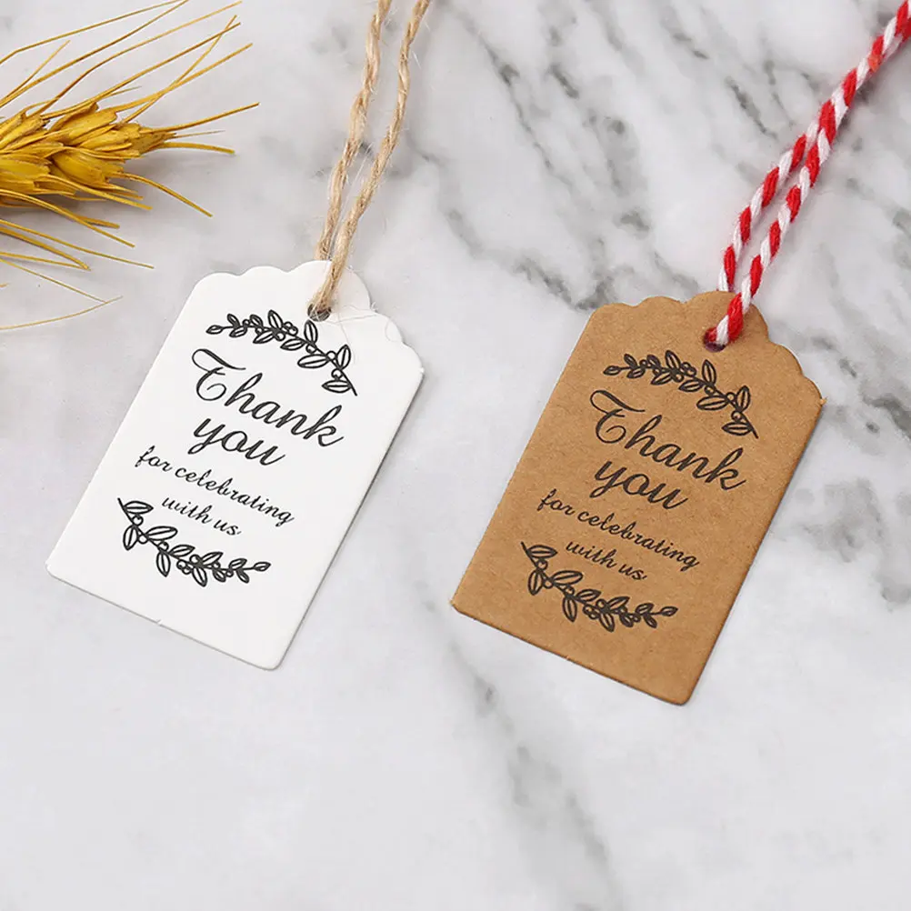 200Pcs Thank You Gift Tags Paper Cards Small Handmade Labels for Party Favors Decor Teacher Appreciation Tags Thank