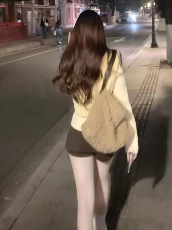 

Sli Fake Two-Piece Furry ort Jaet Beautiful Spring Faionable Korean Loose Fit Warmth Inner Tourist Casual Wear