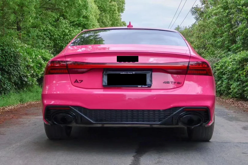 C8 Honeycomb RS7 Style Rear Lip For 2019 to 2023 A7 S-line Modification And Upgrading Glossy Black PP material RS7 Rear Diffuser