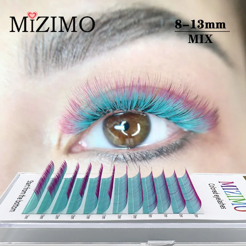 Color Single Grafted False Eyelashes Mixed Length Mixed Color Change Thickness 0.07/01mm  Curvature c/d Makeup