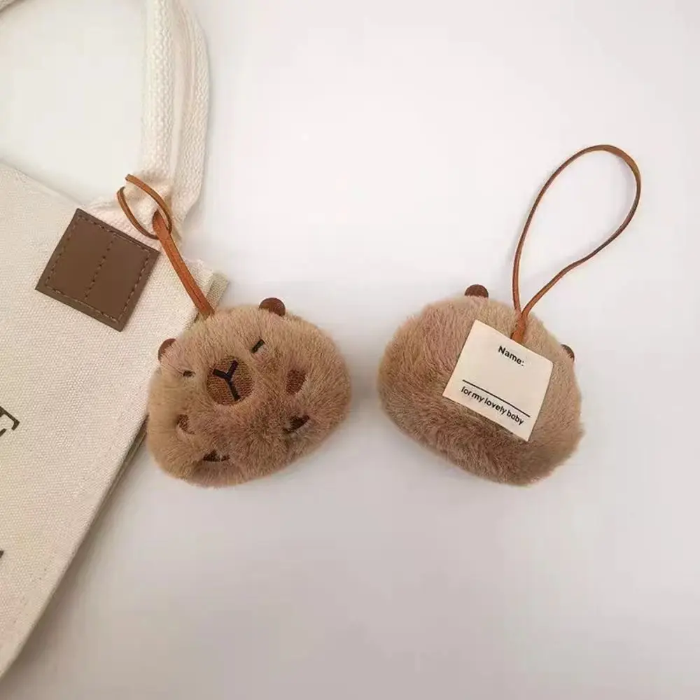 Kawaii Cartoon Capybara Plush Keychain Soft Toys Bag Name Tag Plush Stuffed Guinea Pig Pendant Backpack Decor