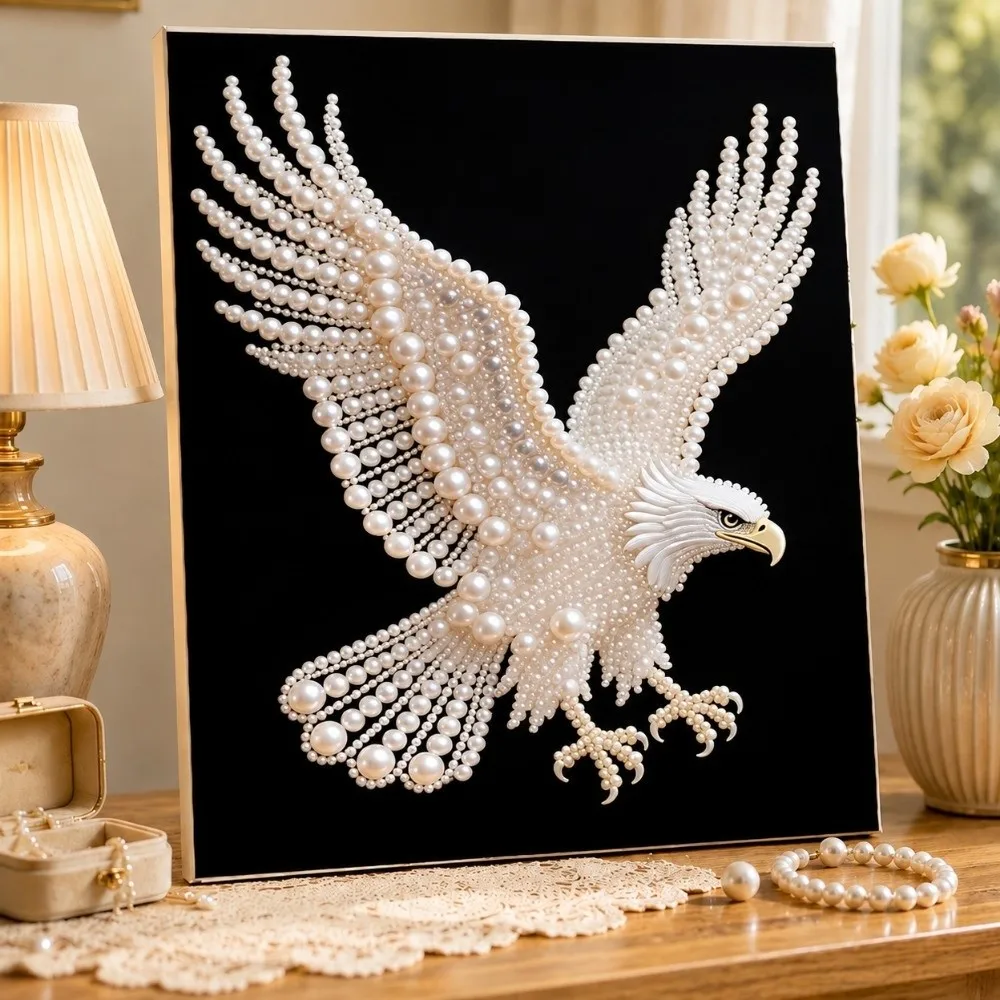 1 Set 11.8x15.7 inch Pearl Diamond Painting Kit Special Shape Frameless Canva Pearl Diamond Art Kits 5D Rhinestones Dots Art DIY