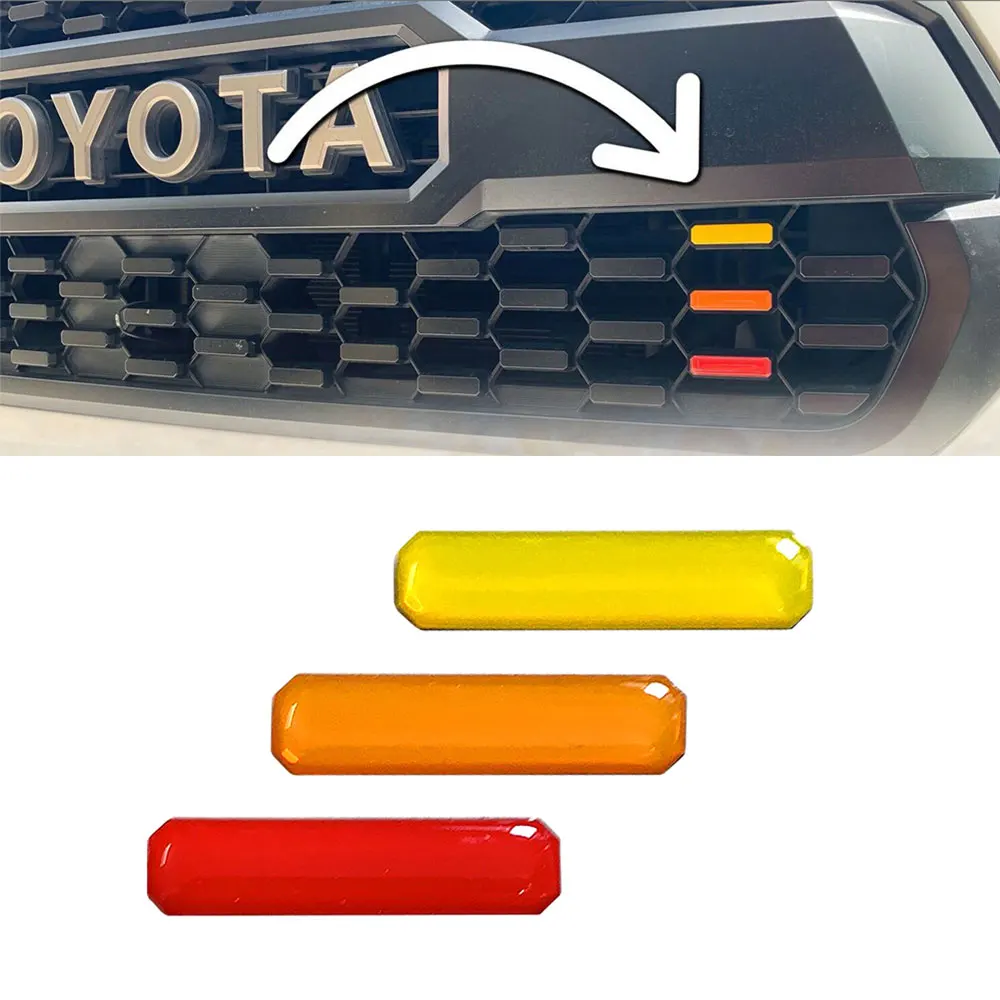 Car Sticker Three-Color 3 Grille Badge Emblem for Toyota for Tacoma for 4Runner for Tundra Tri-color Grille Badge Car Decorative