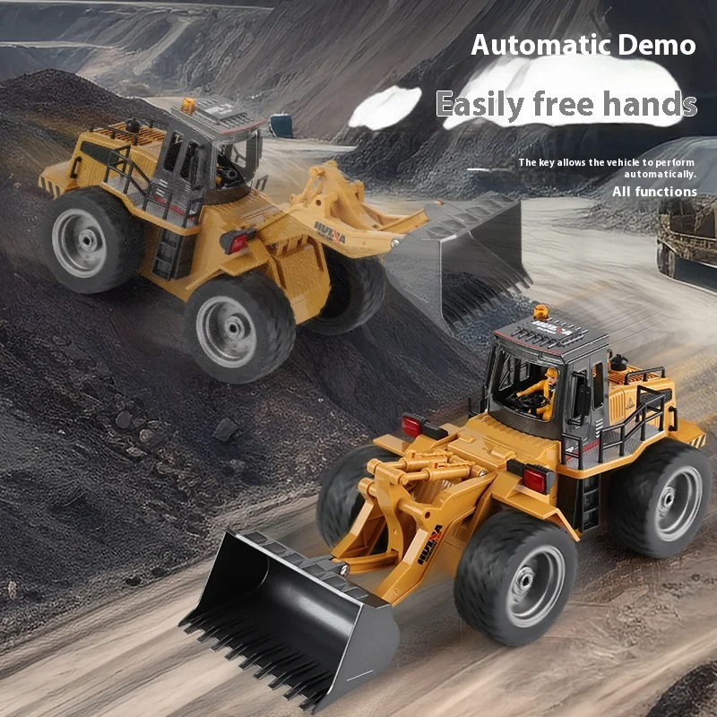 Huina 2.4G alloy electric remote control engineering vehicle excavator bulldozer flatbed children's toys