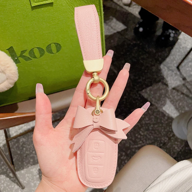 For new Audi A6 A8 A6L A3L Q7 Q8 Car Key Case/shell Car Accessories Pink/Beige/Purple keychain