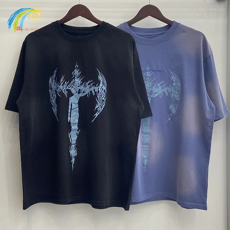 

Blue Black Tie-Dye Dirty THUG CLUB T-Shirt Men Women High Quality Cotton Classic Cross Print T Shirt Casual Oversized Tee Top