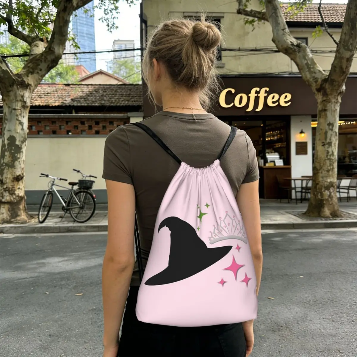 Wicked Elphaba And Glinda Magic Movie Backpacks Portable Drawstring Bags Shoes Bag Book Bags for Travel School
