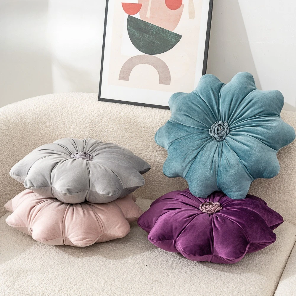 Dutch velvet sun flower throw pillow flower shape simple wind decorative cushion sofa bedroom throw