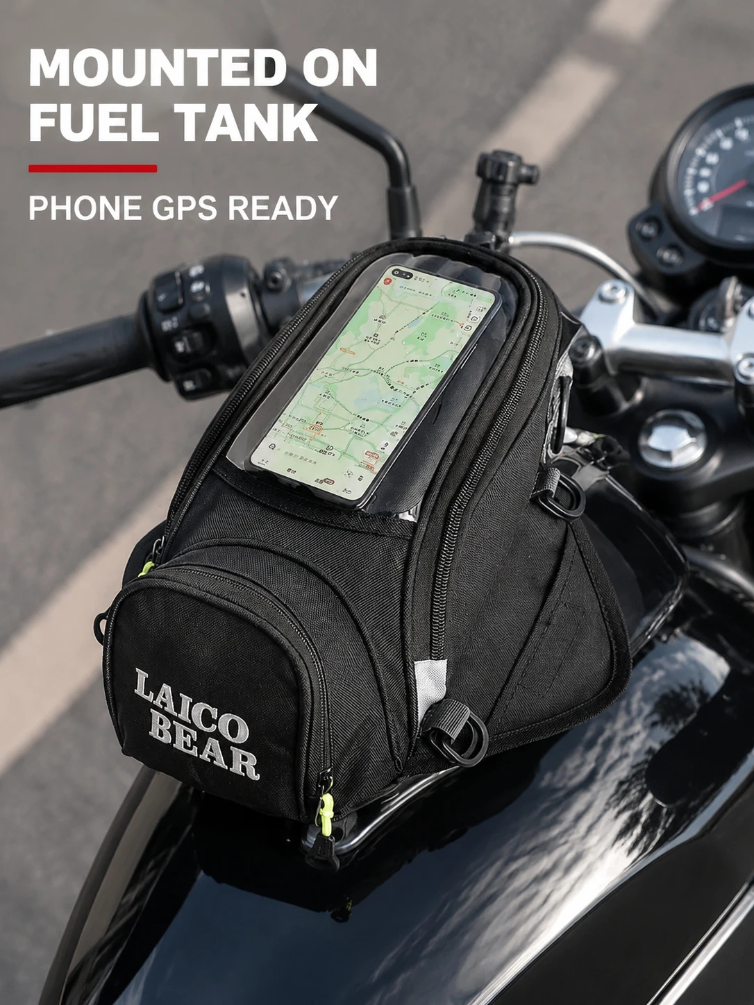 Magnetic Motorcycle Tank Bag 600D Nylon Phone Navigation Storage Pouch With Transparent PVC Window For Motorbike Travel Riding