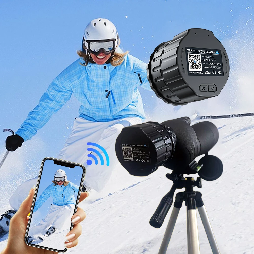 Caméra oculaire de télescope WiFi haute définition 2K 4 millions, convient aux télescopes optiques et aux microscopes de 25 à 50mm pour l'observation des oiseaux