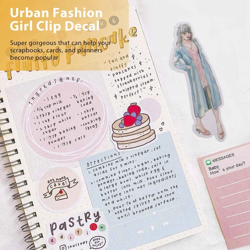 New People Stickers For Journaling Scrapbooking,Urban Fashion Girl Scrapbook Sticker For Junk Journal Supplies Kit
