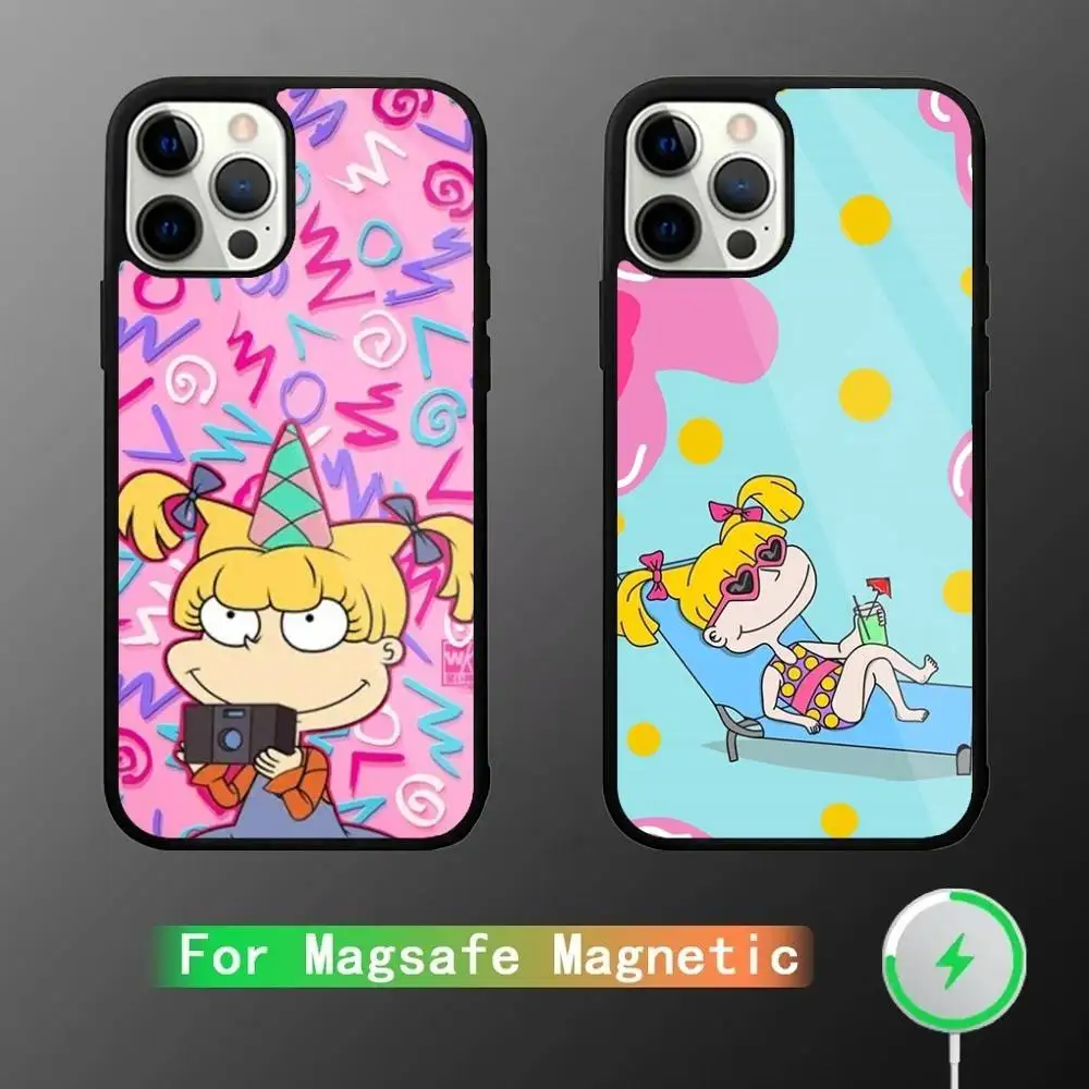

R-Rugrat Chuckie A-Angelica Phone Case For iPhone 16,15,14,13,12,11,Pro,Max,Plus,Mini,SE New Magsafe Magnetic Wireless Charging